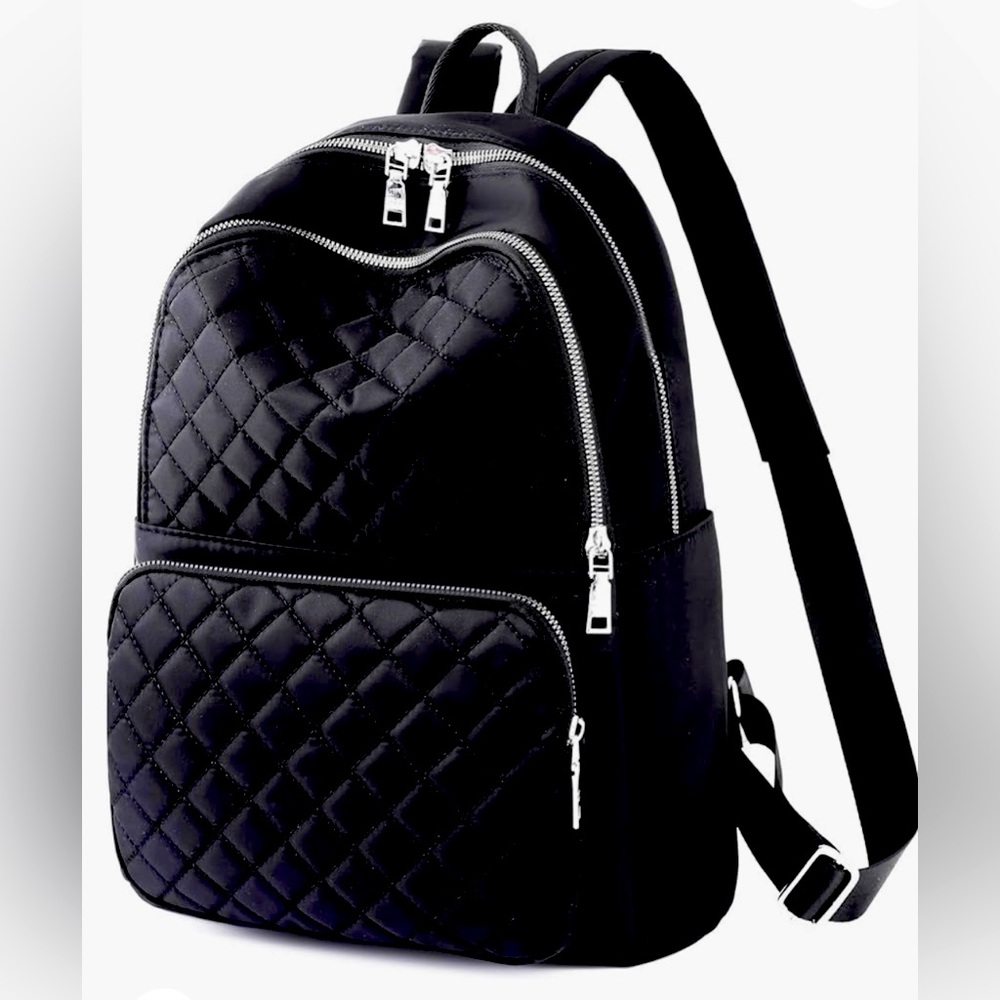 Fashion quilted black backpack